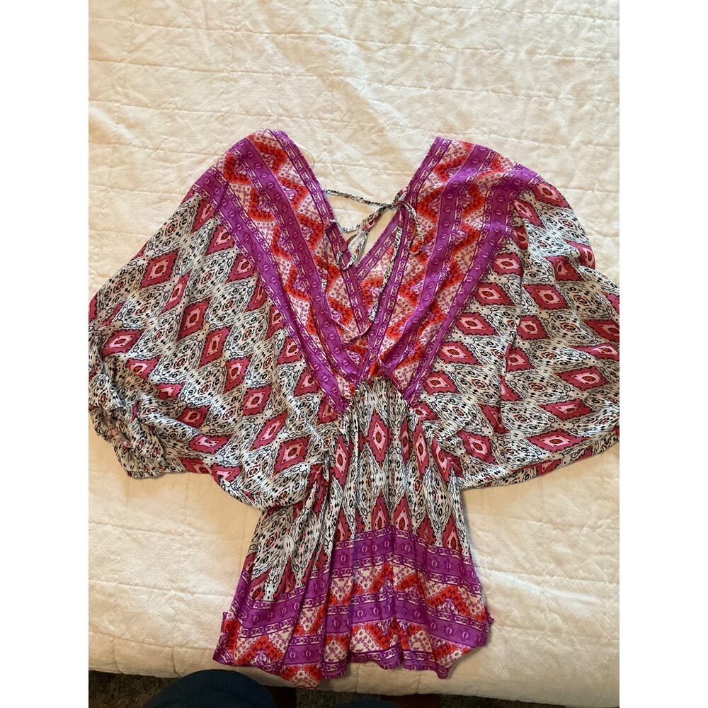 Umgee SMALL Boho Patterned Blouse - Multicolor Ra… - image 5